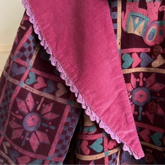 Vintage ILK Button Up Elephant Heart Pattern Print Blouse.Scarf Interchangeable. - Picture 8 of 9